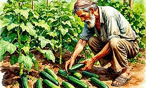 Мужик и огурцы - басня Льва Толстого