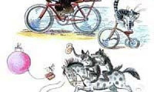 Тараканище Радостные звери едут на велочипеде, лошади и шариках