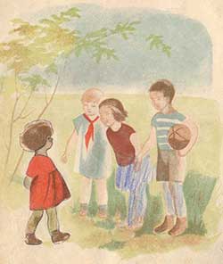 Дети смотрят на грязную длевочку