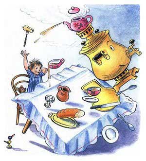 Стол и самовар сбегают от грязнули