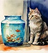 Кот и рыбки - Чарушин