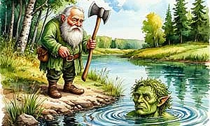 Мужик и водяной (Сказка Толстого Л.Н.), картинка