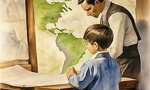 Изучение географических карт - Паустовский, картинка