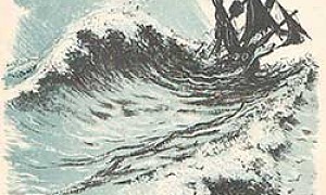 Корабль в море во время шторма