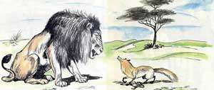 Лев, осел и лисица (Сказка Толстого Л.Н.), картинка