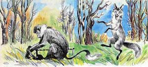 Лисица и обезьяна (Басня Толстого Л. Н.), картинка