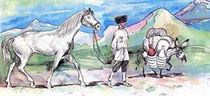 Осёл и лошадь (Сказка Толстого Л.Н.), картинка