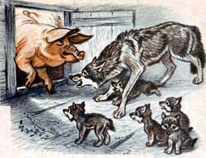 Волчица и свинья (Сказка Толстого Л.Н.), рисунок