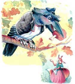 Ворон и лисица (Сказка Толстого Л.Н.), картинка
