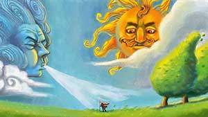 Ветер и солнце (Сказка Ушинского К.Д.), картинка